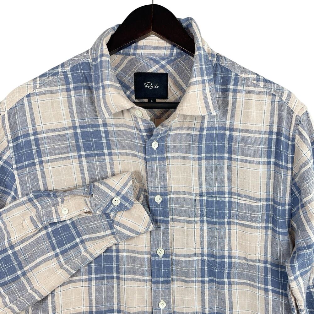 Rails Wyatt Plaid Shirt Men's Large Mojave Blue Long Sleeve Cabincore Luxury